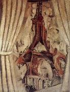 Delaunay, Robert Eiffel Tower  in front of Curtain Spain oil painting artist